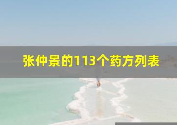 张仲景的113个药方列表