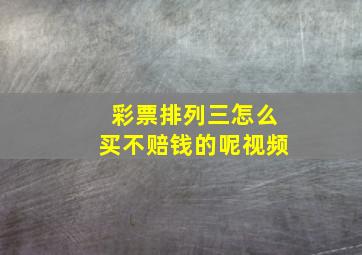 彩票排列三怎么买不赔钱的呢视频