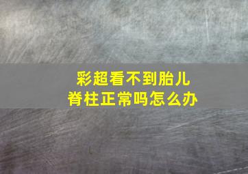 彩超看不到胎儿脊柱正常吗怎么办