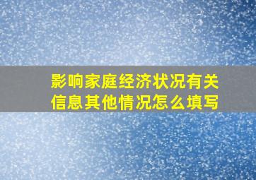 影响家庭经济状况有关信息其他情况怎么填写