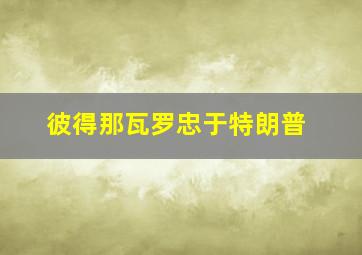 彼得那瓦罗忠于特朗普