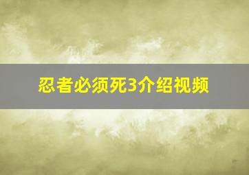 忍者必须死3介绍视频