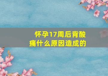 怀孕17周后背酸痛什么原因造成的