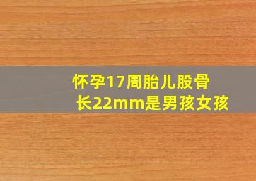 怀孕17周胎儿股骨长22mm是男孩女孩