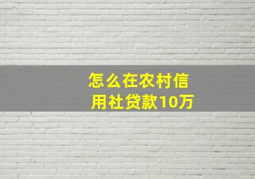 怎么在农村信用社贷款10万