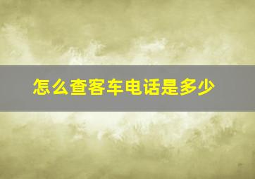 怎么查客车电话是多少