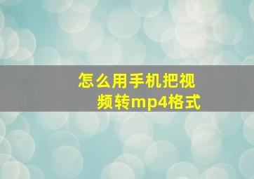 怎么用手机把视频转mp4格式