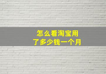 怎么看淘宝用了多少钱一个月