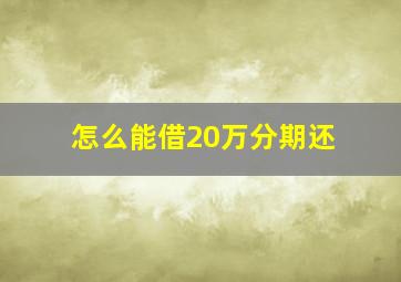 怎么能借20万分期还