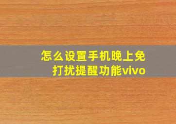 怎么设置手机晚上免打扰提醒功能vivo