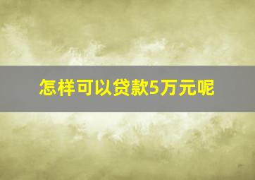 怎样可以贷款5万元呢