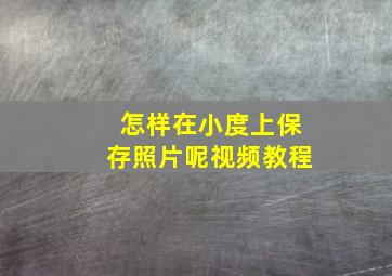 怎样在小度上保存照片呢视频教程