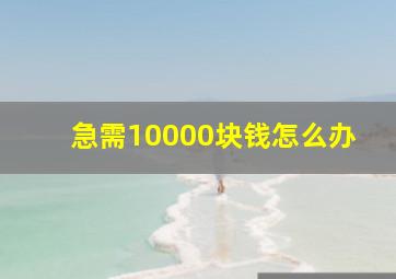 急需10000块钱怎么办