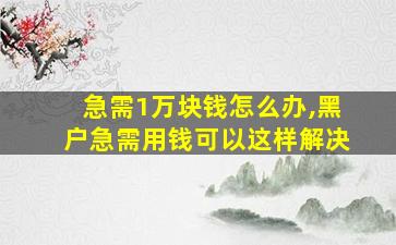 急需1万块钱怎么办,黑户急需用钱可以这样解决