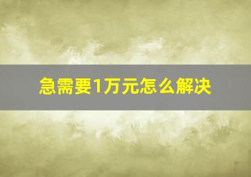 急需要1万元怎么解决