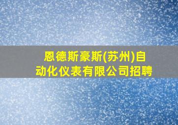 恩德斯豪斯(苏州)自动化仪表有限公司招聘