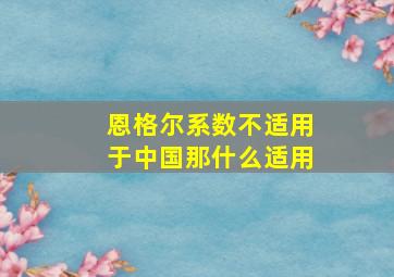 恩格尔系数不适用于中国那什么适用