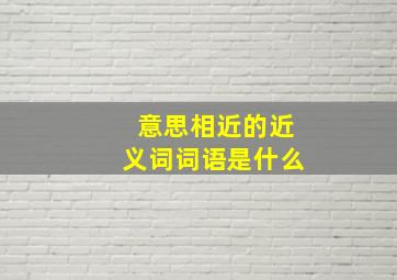 意思相近的近义词词语是什么