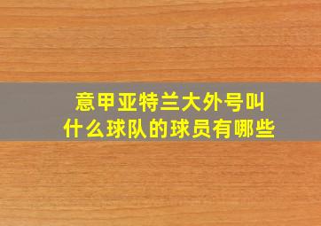 意甲亚特兰大外号叫什么球队的球员有哪些