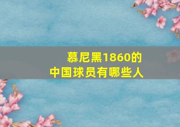 慕尼黑1860的中国球员有哪些人