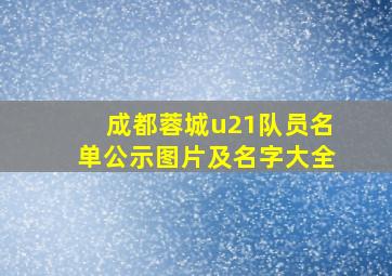 成都蓉城u21队员名单公示图片及名字大全