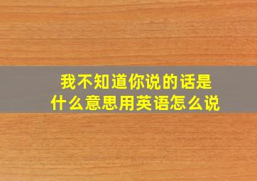 我不知道你说的话是什么意思用英语怎么说