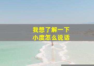 我想了解一下小度怎么说话