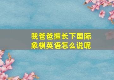 我爸爸擅长下国际象棋英语怎么说呢