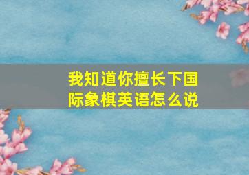 我知道你擅长下国际象棋英语怎么说