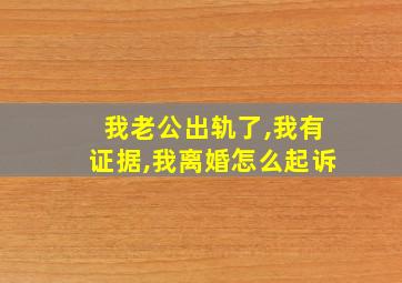 我老公出轨了,我有证据,我离婚怎么起诉