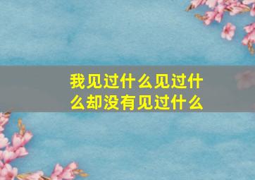 我见过什么见过什么却没有见过什么