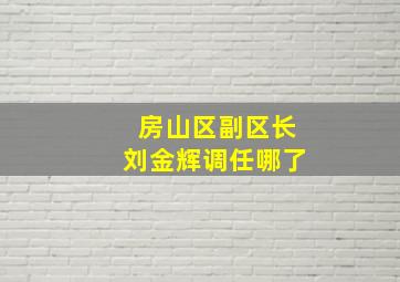 房山区副区长刘金辉调任哪了