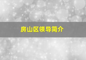 房山区领导简介