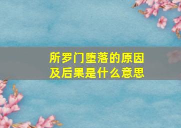 所罗门堕落的原因及后果是什么意思