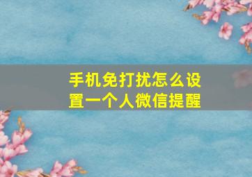 手机免打扰怎么设置一个人微信提醒