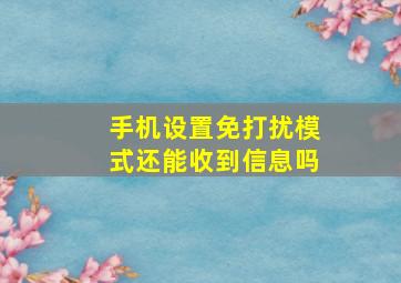 手机设置免打扰模式还能收到信息吗