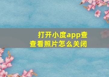 打开小度app查查看照片怎么关闭