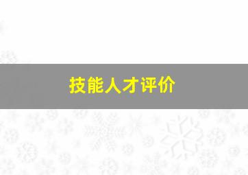 技能人才评价