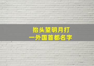 抬头望明月打一外国首都名字