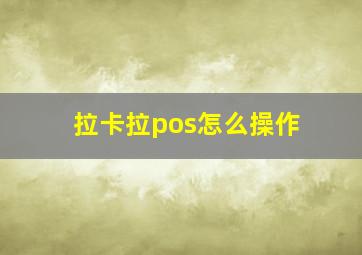 拉卡拉pos怎么操作