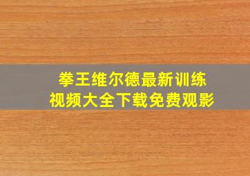 拳王维尔德最新训练视频大全下载免费观影