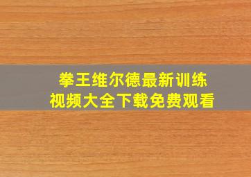 拳王维尔德最新训练视频大全下载免费观看