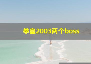 拳皇2003两个boss