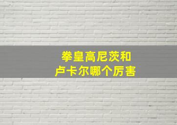 拳皇高尼茨和卢卡尔哪个厉害