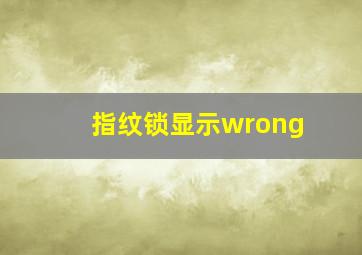 指纹锁显示wrong