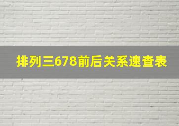 排列三678前后关系速查表