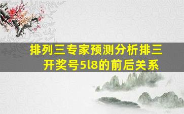 排列三专家预测分析排三开奖号5l8的前后关系