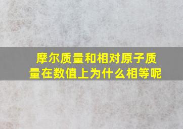 摩尔质量和相对原子质量在数值上为什么相等呢