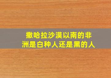 撒哈拉沙漠以南的非洲是白种人还是黑的人