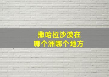 撒哈拉沙漠在哪个洲哪个地方